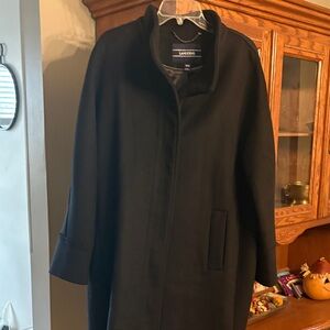 Lands' End Classic Black Overcoat